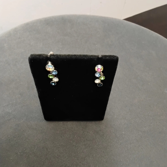 Chic Silver Multi-Gemstone Earrings - Picture 1 of 2
